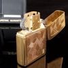 Bật Lửa Zippo Đồng Khối Mạ Vàng Gold Plated Hoa Văn Shimmer Cực Hiếm Đẹp Đời X La Mã Năm 1994 ZL382