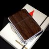 Bật Lửa Zippo Cổ Đồng Khối Mạ Chrome Bóng Ốp Gỗ Năm 1973 Đời 1 Vạch Thẳng ZC111