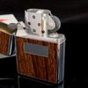 Bật Lửa Zippo Cổ Đồng Khối Mạ Chrome Bóng Ốp Gỗ Năm 1973 Đời 1 Vạch Thẳng ZC111