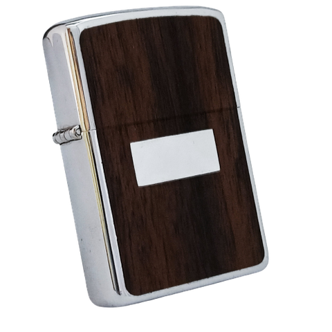 Bật Lửa Zippo Cổ Đồng Khối Mạ Chrome Ốp Gỗ Hai Mặt Năm 1979 Đời 3 Vạch Sắc ZC129