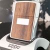 Bật Lửa Zippo Cổ Đồng Khối Mạ Chrome Ốp Gỗ Hai Mặt Năm 1979 Đời 3 Vạch Sắc ZC129