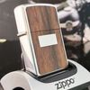 Bật Lửa Zippo Cổ Đồng Khối Mạ Chrome Ốp Gỗ Hai Mặt Năm 1979 Đời 3 Vạch Sắc ZC129