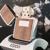 Bật Lửa Zippo Cổ Đồng Khối Mạ Chrome Ốp Gỗ Hai Mặt Năm 1979 Đời 3 Vạch Sắc ZC129