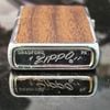 Bật Lửa Zippo Cổ Đồng Khối Mạ Chrome Ốp Gỗ Hai Mặt Năm 1979 Đời 3 Vạch Sắc ZC129