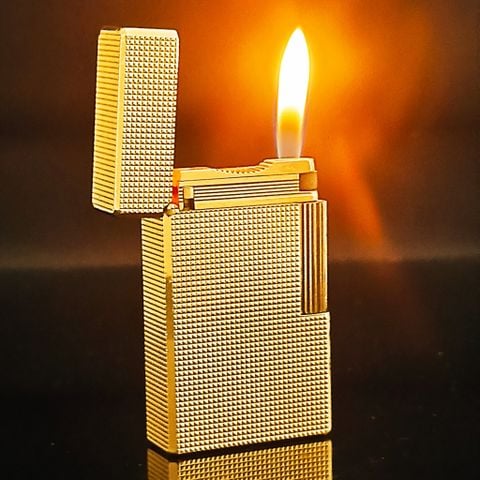 Bật Lửa Dupont Bọc Vàng Vân Kim Cương 1 Lỗ Phom Cao DP112
