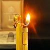 Bật Lửa Dunhill Bọc Vàng Ovan Vân Xéo Lửa Xéo DH104