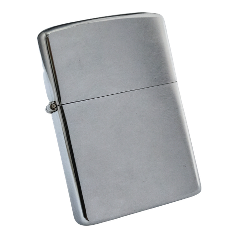 Bật Lửa Zippo Cổ Đồng Khối Mạ Chrome Phay Xước Trơn Năm 1974 Đời 8 Vạch Sắc ZC136