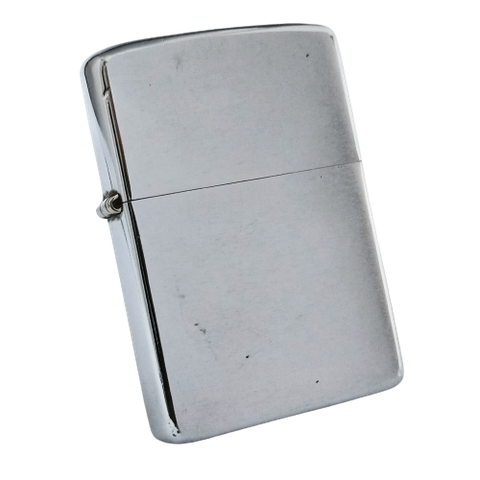Bật Lửa Zippo Cổ Used Đồng Khối Mạ Chrome Phay Xước Trơn Năm 1974 Đời 8 Vạch Sắc ZCU34