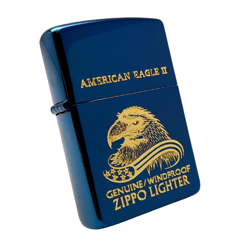Bật Lửa Zippo Phủ Titanium Blue Xanh Khắc Ăn Mòn Phủ Vàng Chủ Đề Chim Đại Bàng Đời XII La Mã Năm 1996 ZL387