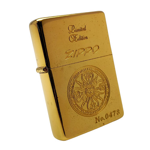 Bật Lửa Zippo Đồng Khối Mạ Vàng Gold Plated Bản Giới Hạn 500 Cây Trên Toàn Thế Giới Đầu Triện Vương Miện Cực Hiếm Đời X La Mã Năm 1994 ZL390