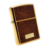 Bật Lửa Zippo Đồng Khối Mạ Vàng Vân Ốp Gỗ Đẹp Sang Trọng Năm 2004 ZN142
