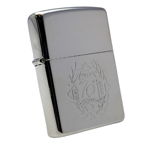 Bật Lửa Zippo Silver Plated Kỷ Niệm 70th Thành Lập Hãng Zippo Năm 2002 Rất Hiếm ZQH72