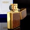 Bật Lửa Zippo Đồng Khối Mạ Vàng Vân Ốp Gỗ Đẹp Sang Trọng Năm 2004 ZN142