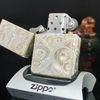 Bật Lửa Zippo Bạc Đúc Nguyên Khối Sterling Chạm Khắc Thủ Công Hoa Văn 5 Mặt Năm 2007 ZBU97