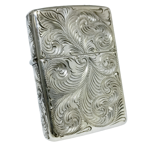 Bật Lửa Zippo Bạc Đúc Nguyên Khối Sterling Chạm Khắc Thủ Công Hoa Văn 5 Mặt Năm 2007 ZBU99