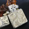Bật Lửa Zippo Bạc Đúc Nguyên Khối Sterling Chạm Khắc Thủ Công Hoa Văn 5 Mặt Năm 2007 ZBU99
