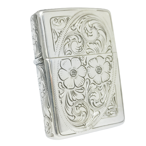 Bật Lửa Zippo Bạc Đúc Nguyên Khối Sterling Chạm Khắc Thủ Công Hoa Văn 5 Mặt Năm 2012 ZBU100