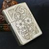 Bật Lửa Zippo Bạc Đúc Nguyên Khối Sterling Chạm Khắc Thủ Công Hoa Văn 5 Mặt Năm 2012 ZBU100