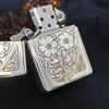 Bật Lửa Zippo Bạc Đúc Nguyên Khối Sterling Chạm Khắc Thủ Công Hoa Văn 5 Mặt Năm 2012 ZBU100