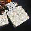 Bật Lửa Zippo Bạc Đúc Nguyên Khối Sterling Chạm Khắc Thủ Công Hoa Văn 5 Mặt Năm 1996 ZBU101