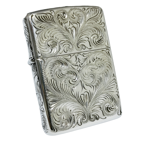 Bật Lửa Zippo Bạc Đúc Nguyên Khối Sterling Bản Armor Vỏ Dầy Chạm Khắc Thủ Công Hoa Văn 5 Mặt Năm 2009 ZBU102