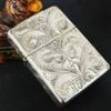 Bật Lửa Zippo Bạc Đúc Nguyên Khối Sterling Bản Armor Vỏ Dầy Chạm Khắc Thủ Công Hoa Văn 5 Mặt Năm 2009 ZBU102