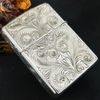 Bật Lửa Zippo Bạc Đúc Nguyên Khối Sterling Bản Armor Vỏ Dầy Chạm Khắc Thủ Công Hoa Văn 5 Mặt Năm 2009 ZBU102