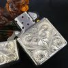 Bật Lửa Zippo Bạc Đúc Nguyên Khối Sterling Bản Armor Vỏ Dầy Chạm Khắc Thủ Công Hoa Văn 5 Mặt Năm 2009 ZBU102