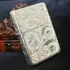 Bật Lửa Zippo Bạc Đúc Nguyên Khối Sterling Chạm Khắc Thủ Công Hoa Văn 5 Mặt Năm 2005 ZBU103
