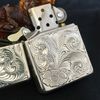 Bật Lửa Zippo Bạc Đúc Nguyên Khối Sterling Chạm Khắc Thủ Công Hoa Văn 5 Mặt Năm 2005 ZBU103