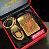 Bật Lửa Zippo Đồng Khối Mạ Vàng Hoa Văn Men Đá Đỏ Đời XII La Mã Năm 1996 Rất Hiếm ZQH74