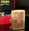 Bật Lửa Zippo Đồng Khối Mạ Vàng Hoa Văn Men Đá Đỏ Đời XII La Mã Năm 1996 Rất Hiếm ZQH74