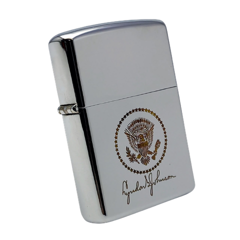 Zippo 1966 8 Gạch Huy Hiệu Tổng Thống Mỹ Lyndon B. Johnson Chặn Xăng Đỏ ZQH77