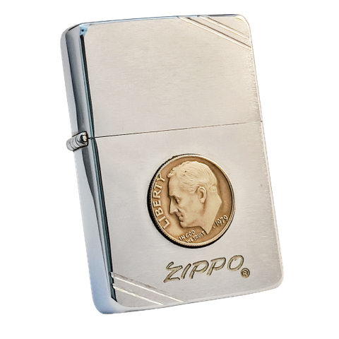 Bật Lửa Zippo Đồng Khối Mạ Chrome Xước Vintage Chặt Góc, Bản Thử Nghiệm I La Mã Không Mộc Tháng Năm 1985 Đã Qua Sử Dụng Cực Hiếm ZQHU66