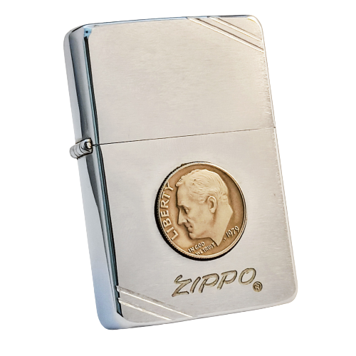 Bật Lửa Zippo Đồng Khối Mạ Chrome Xước Vintage Chặt Góc, Bản Thử Nghiệm I La Mã Không Mộc Tháng Năm 1985 Đã Qua Sử Dụng Cực Hiếm ZQHU66