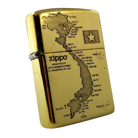 Bật Lửa Zippo Armor Đồng Nguyên Khối Chủ Đề Bản Đồ Việt Nam ZKB92