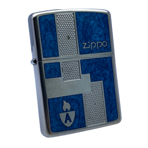 Bật Lửa Zippo Armor Mạ Bạc Men Xanh Vân Đá Rất Hiếm Năm 2005 ZQHU82