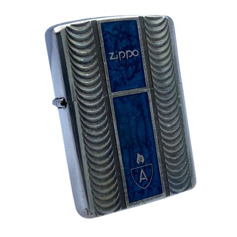 Bật Lửa Zippo Armor Mạ Bạc Vân Sóng Men Xanh Vân Đá Rất Hiếm Năm 2004 ZQHU85