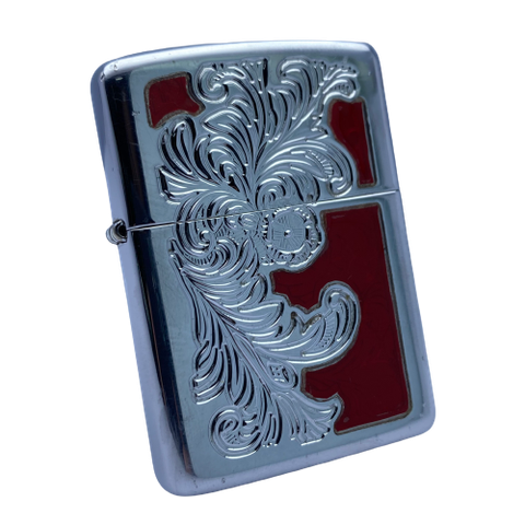 Bật Lửa Zippo Armor Mạ Bạc Hoa Văn Venetian Men Đỏ Hiếm Gặp Năm 2007 ZQHU76