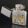 Bật Lửa Zippo Cổ Đồng Khối Mạ Chrome Phay Xước Ăn Mòn Phủ Sơn Chính Hãng Đời 2 Vạch Thẳng Năm 1972 ZCU41