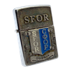 Bật Lửa Zippo Đồng Khối Mạ Chrome Emblem Chủ Đề Vùng Chiến Sự SFOR Bản Xuất Châu Âu Rất Hiếm Chính Hãng Năm 2002 ZL443