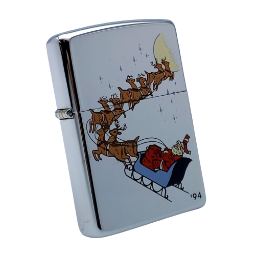 Bật Lửa Zippo Đồng Khối Mạ Chrome Bóng Chủ Đề Noel Chính Hãng Đời IX La Mã Năm 1994 ZL455