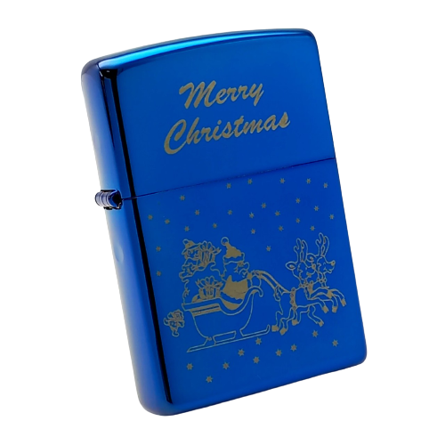 Bật Lửa Zippo Đồng Khối Phủ Saphia Xanh Blue Chủ Đề Noel Chính Hãng  Năm 2015 ZL452