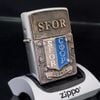Bật Lửa Zippo Đồng Khối Mạ Chrome Emblem Chủ Đề Vùng Chiến Sự SFOR Bản Xuất Châu Âu Rất Hiếm Chính Hãng Năm 2002 ZL443