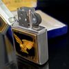 Bật Lửa Zippo Đồng Khối Mạ Chrome Bóng Emblem Dát Vàng Phủ Eboxy Đổi Mầu Theo Nhiệt Độ Rất Hiếm Chính Hãng Đời X La Mã Năm 1994 ZL446