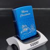 Bật Lửa Zippo Đồng Khối Phủ Saphia Xanh Blue Chủ Đề Noel Chính Hãng  Năm 2015 ZL452
