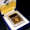 Bật Lửa Zippo Đồng Khối Mạ Chrome Bóng Emblem Dát Vàng Phủ Eboxy Đổi Mầu Theo Nhiệt Độ Rất Hiếm Chính Hãng Đời X La Mã Năm 1994 ZL454