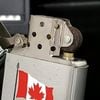 Bật Lửa Zippo Canada Đồng Khối Mạ Chrome Phay Xước Chủ Đề Quốc Kỳ Canada Đời XI La Mã Năm 1995 ZQH102