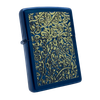 Bật Lửa Zippo Đồng Khối Phủ Saphia Xanh Blue Hoa Văn Dát Vàng Chính Hãng Năm 2002 ZL472