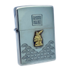 Bật Lửa Zippo Đồng Khối Mạ Bạc Emblem Vàng Thần Tài May Mắn Chính Hãng Năm 2004 ZL476